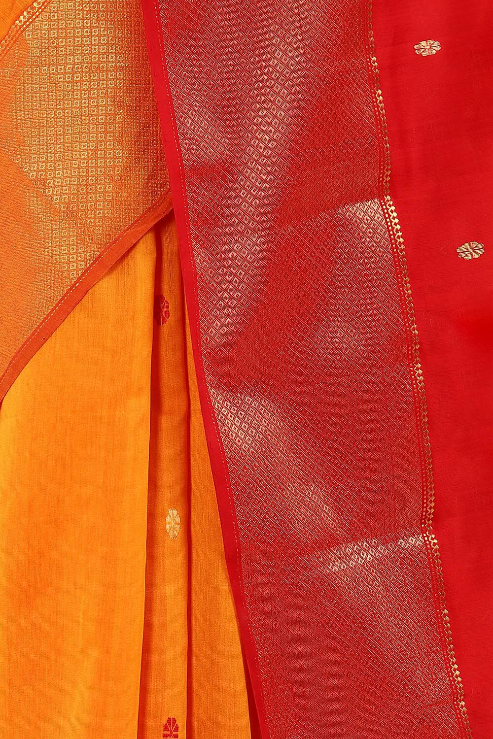 Yellow Pure Silk Cotton Maheswari Saree image number null