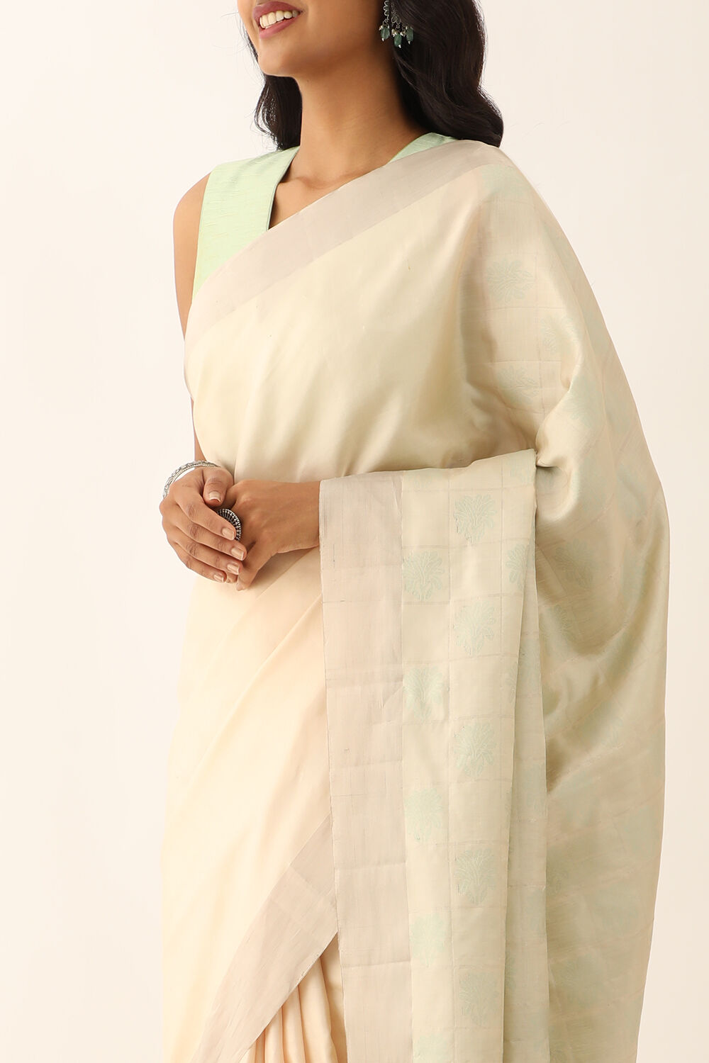 Beige Pure Silk Woven South Saree image number null