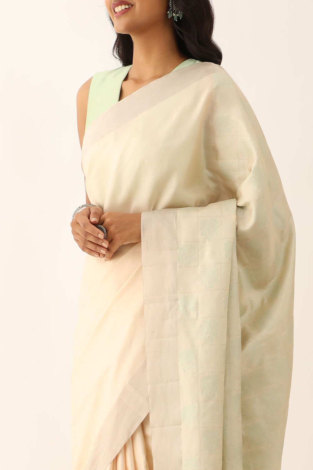 Beige Pure Silk Woven South Saree image number null