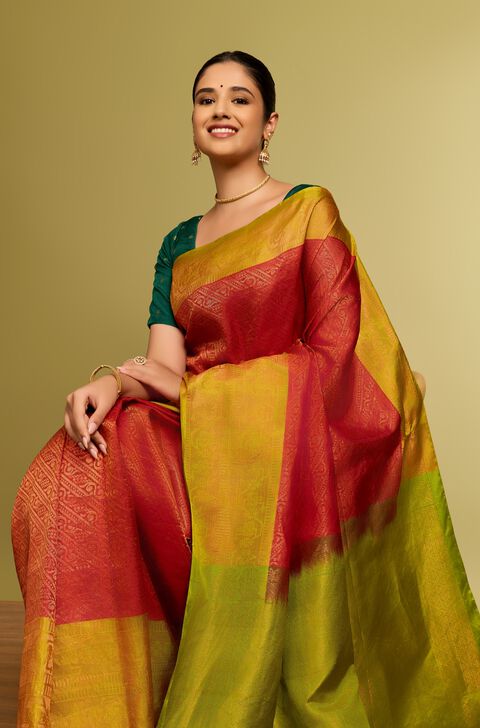 Red Woven Soft Pure Silk Saree