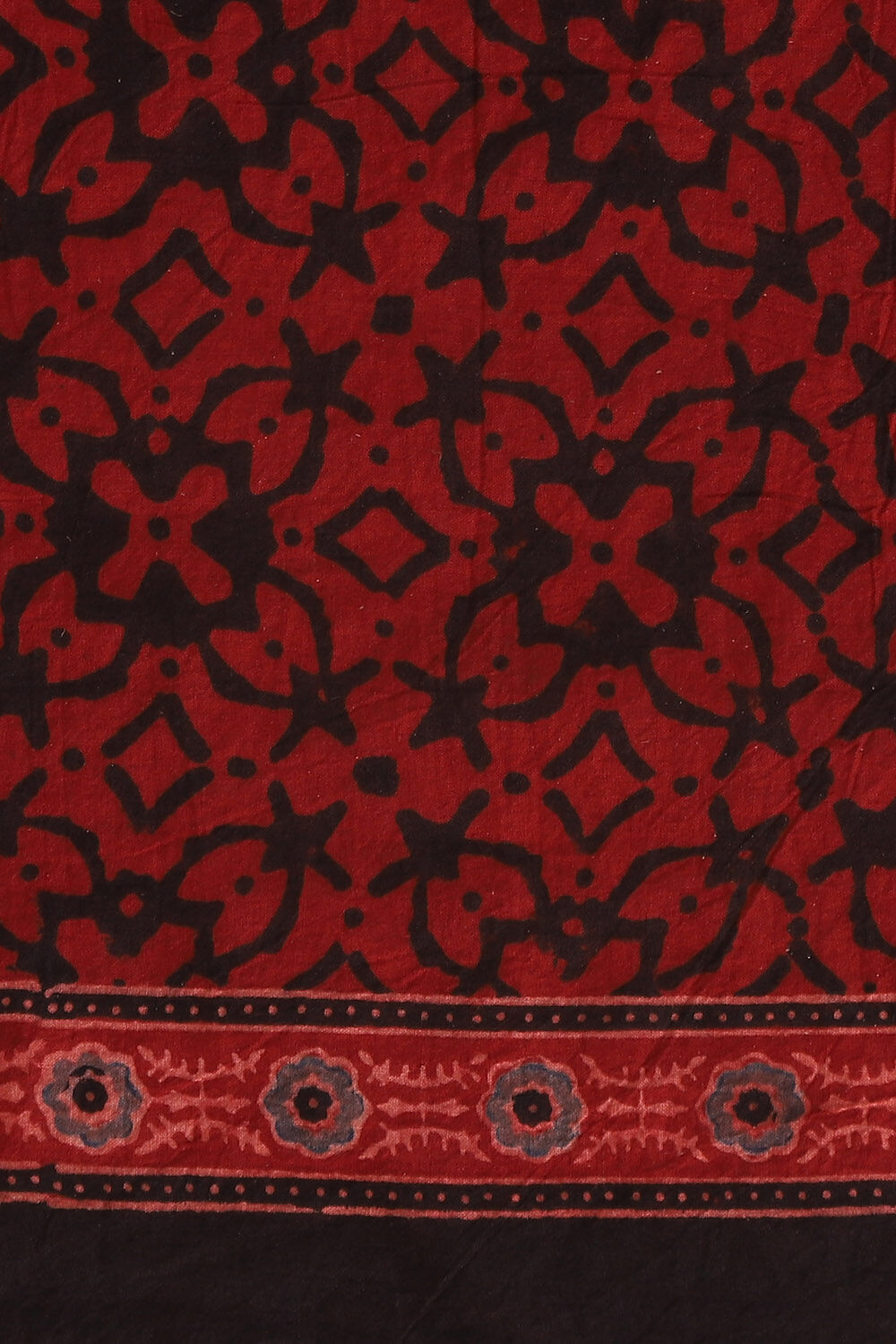 Red Pure Cotton Ajrakh Printed Saree image number null