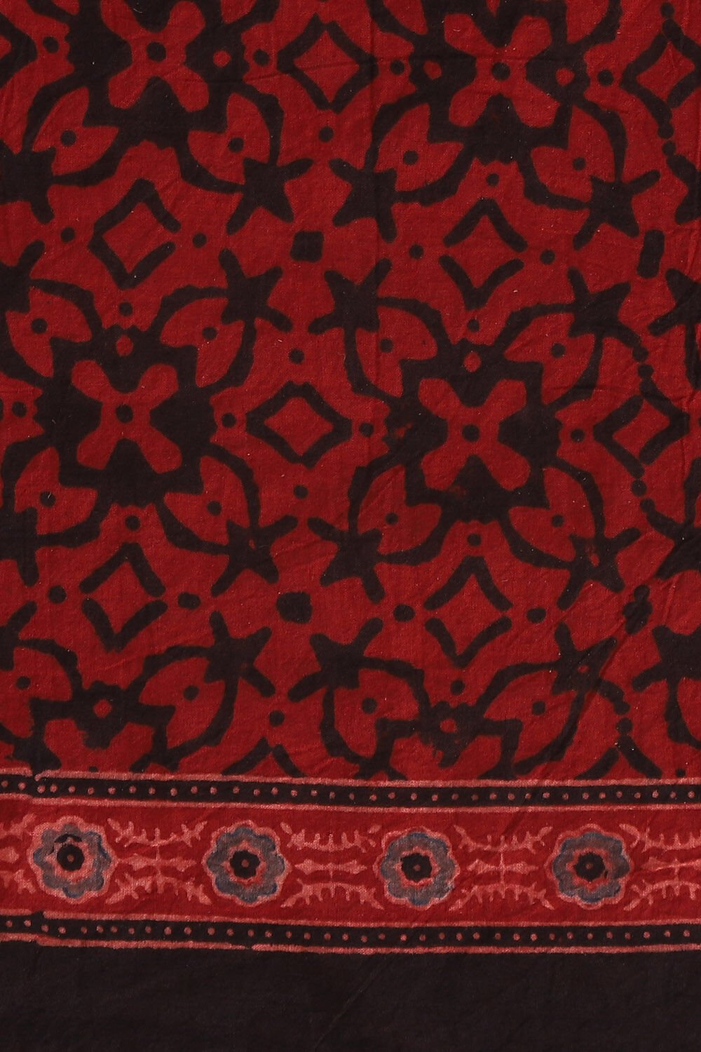 Red Pure Cotton Ajrakh Printed Saree image number null