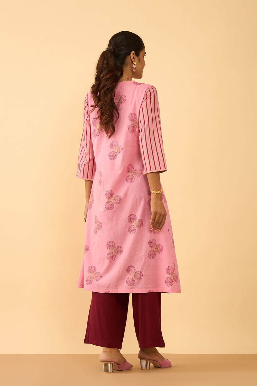 Light Pink Screen Printed Pure Cotton Kurta image number null