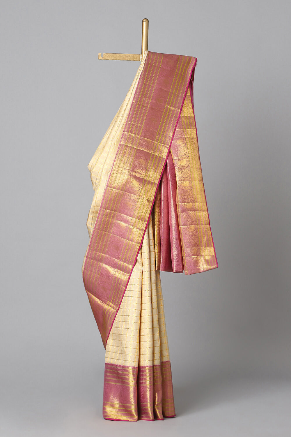 Beige Pure Silk Kanjivaram Saree image number null