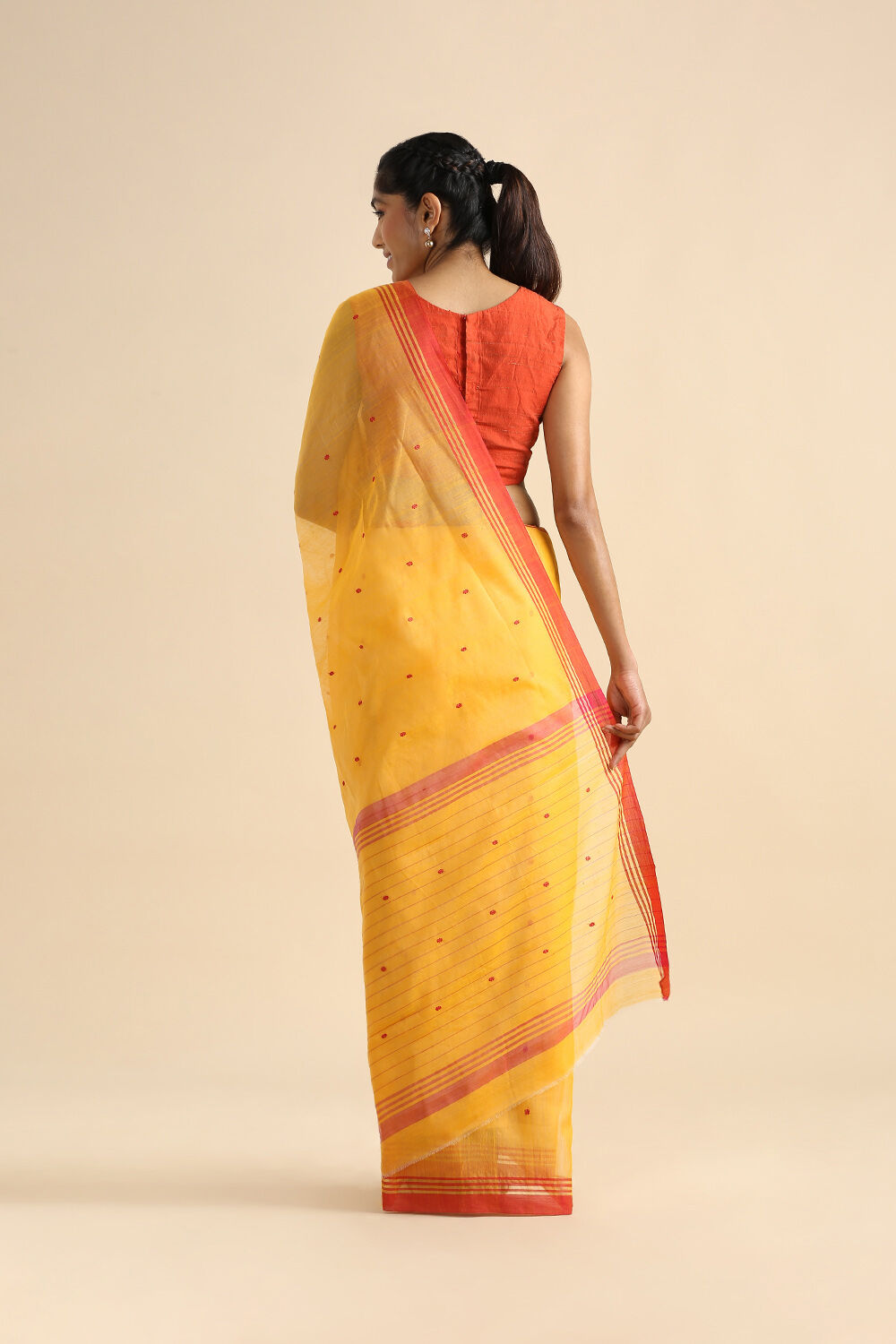 Light Yellow Pure Silk Cotton Chanderi Saree image number null