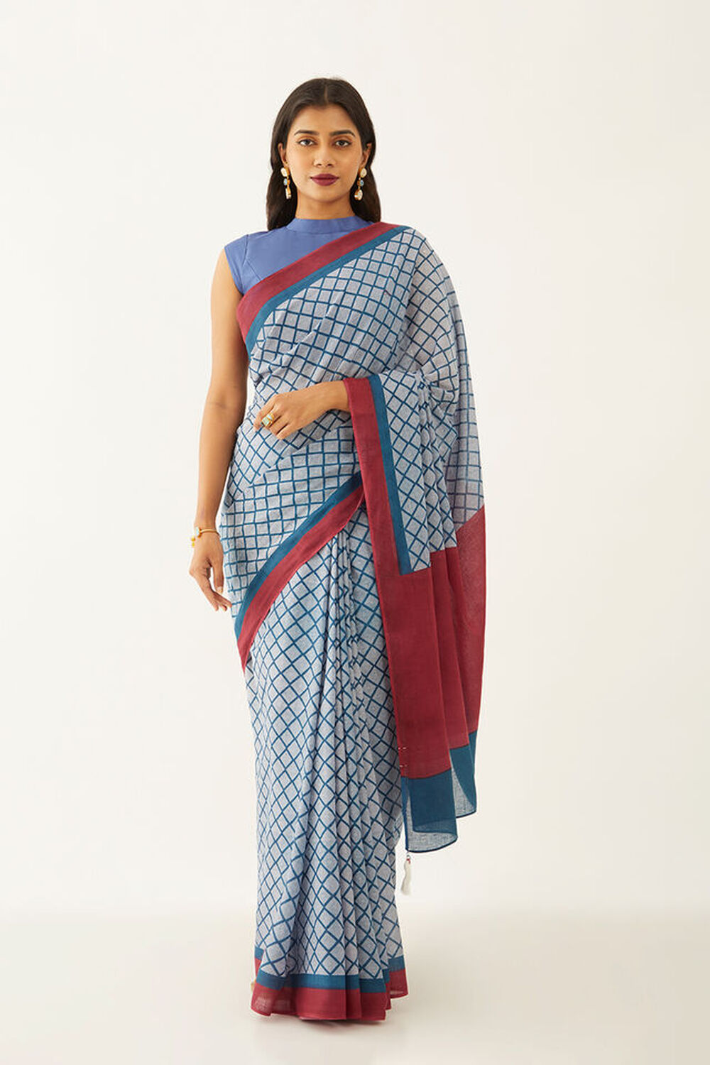 Brown Pure Cotton Mulmul Printed Bengali Saree image number null