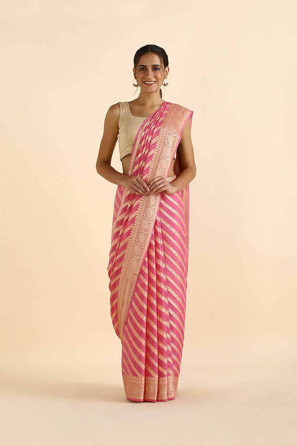 Pink Pure Georgette Banarasi Saree image number null