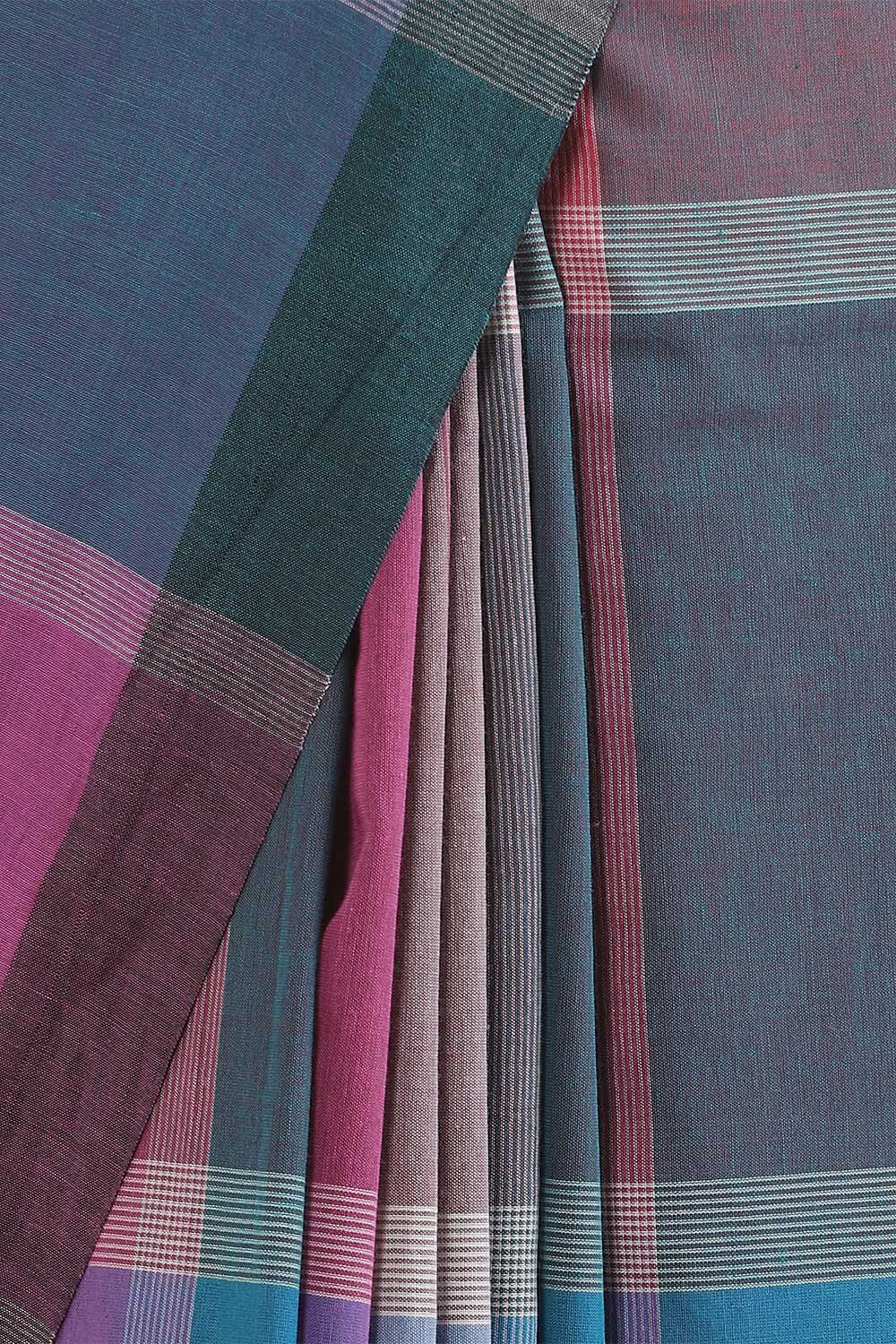 Blue Pure Cotton Bengal Saree image number null