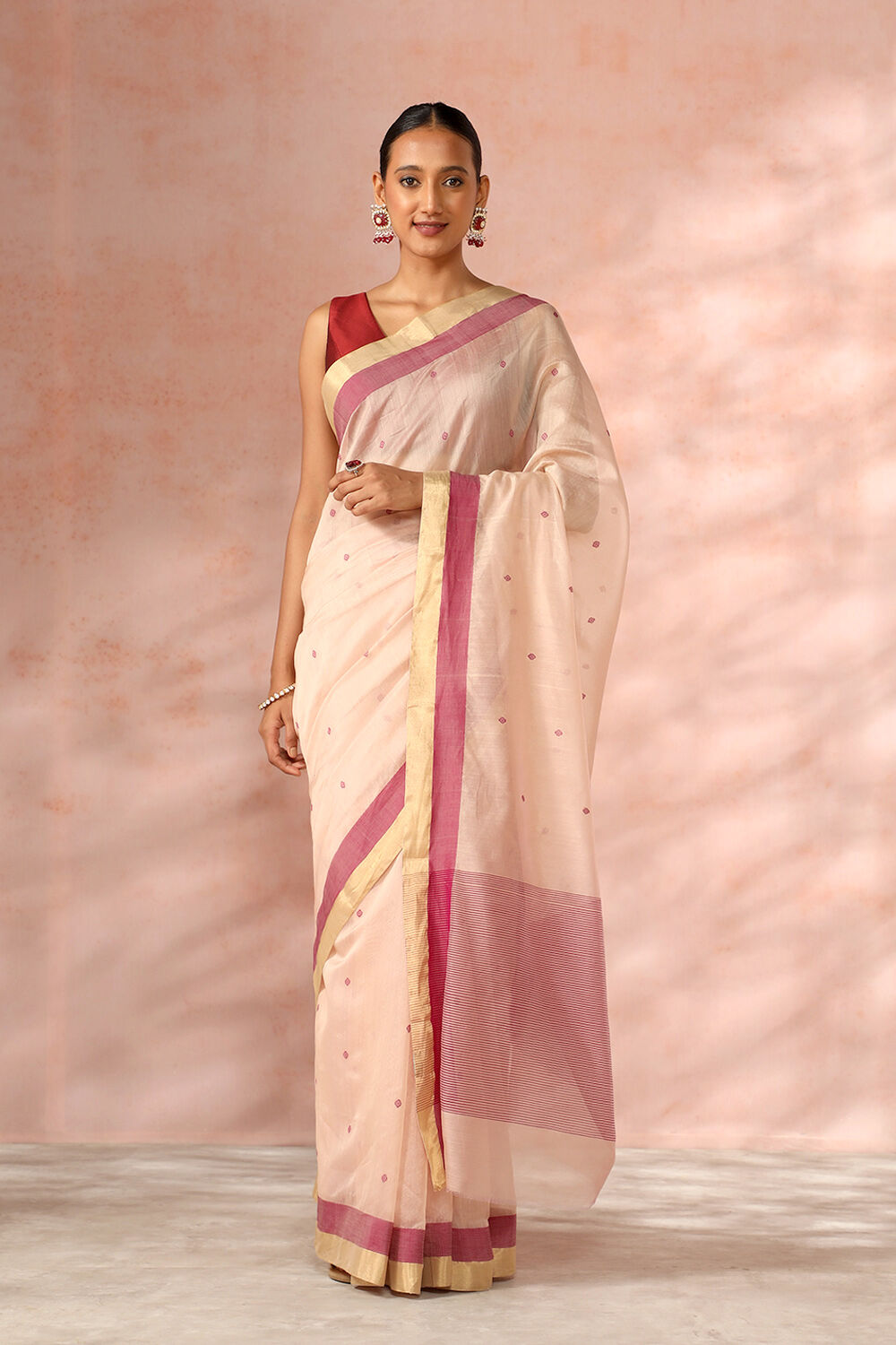 Brown Chanderi Pure Silk Cotton Woven Saree image number null