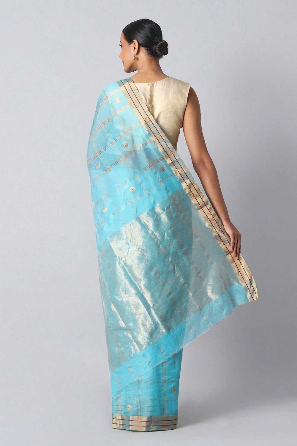 Light Blue Pure Silk Cotton Chanderi Saree image number null