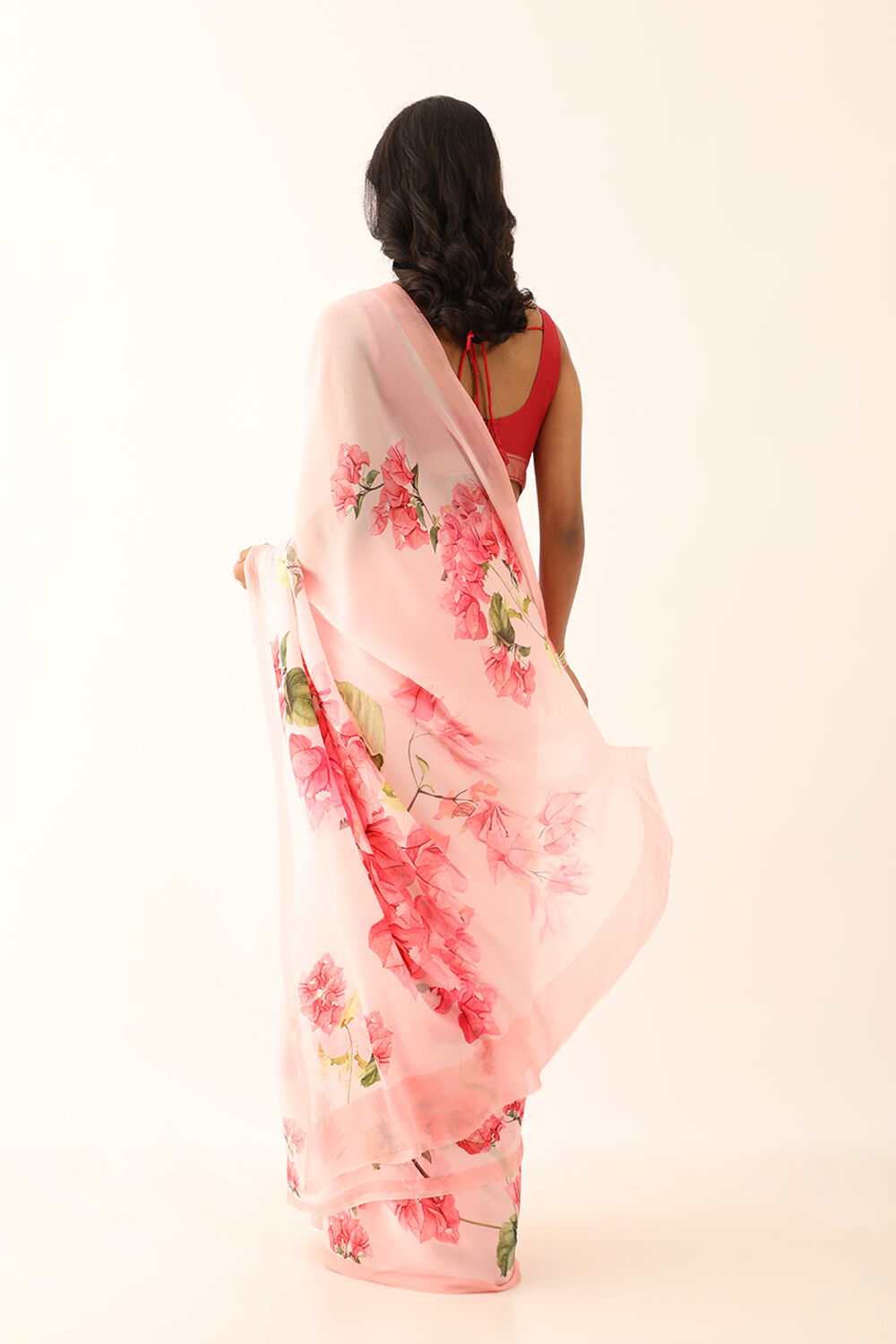 Light Pink Viscose Crepe Digital Print Saree image number null