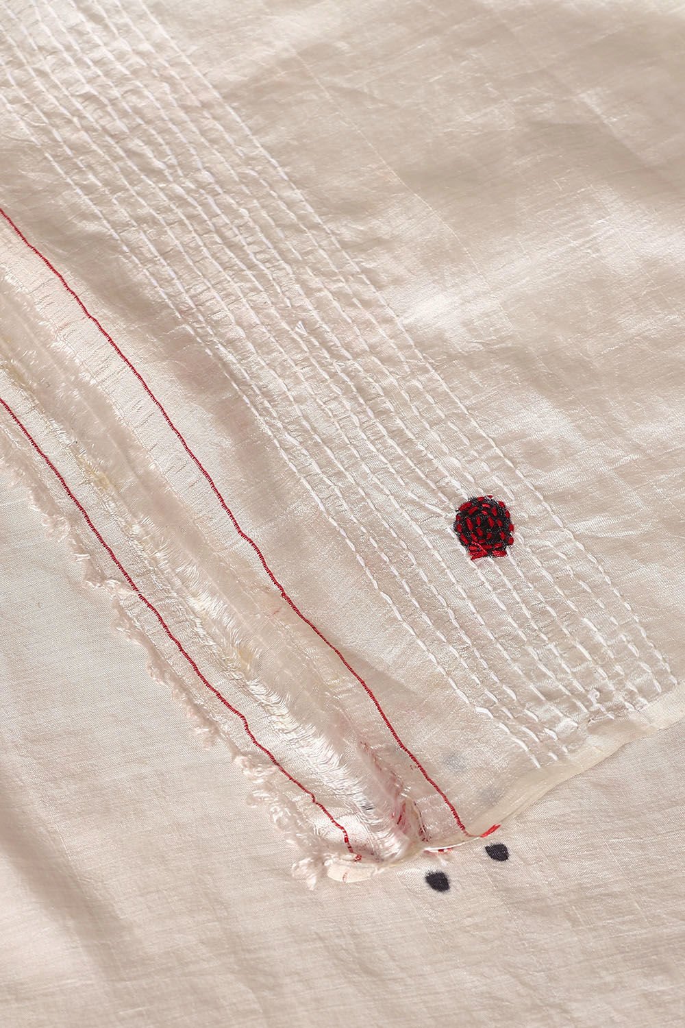 Off Pure White and Grey Silk image number null