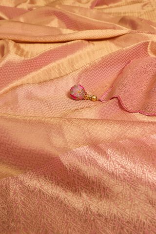 Pink Woven Viscose Tissue Saree thumbnail image number null