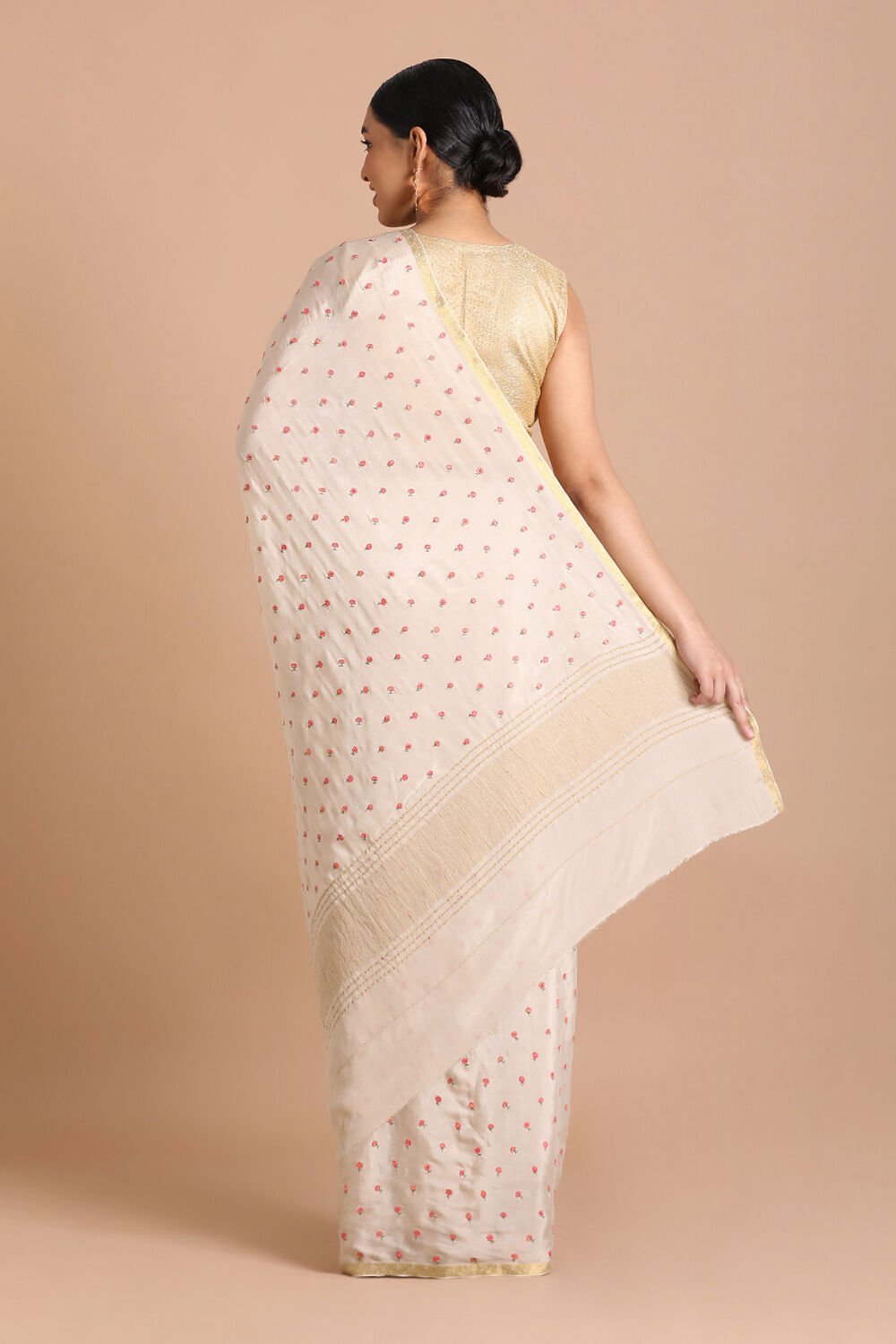 Grey Pure Embroidered Saree image number null
