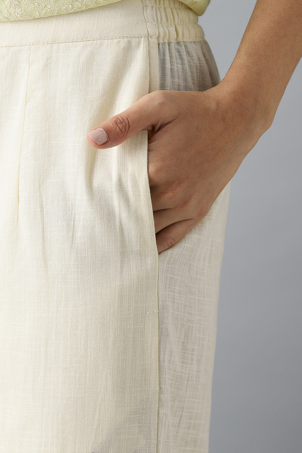 Light Yellow Silk Cotton Embroidered Kurta Set image number null