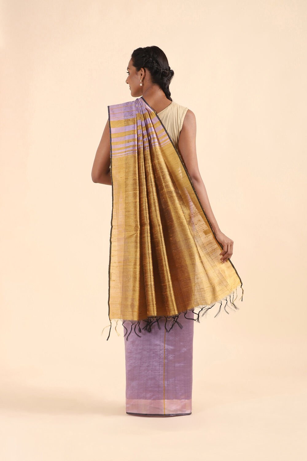 Violet Pure Tussar Silk Bhagalpuri Saree image number null