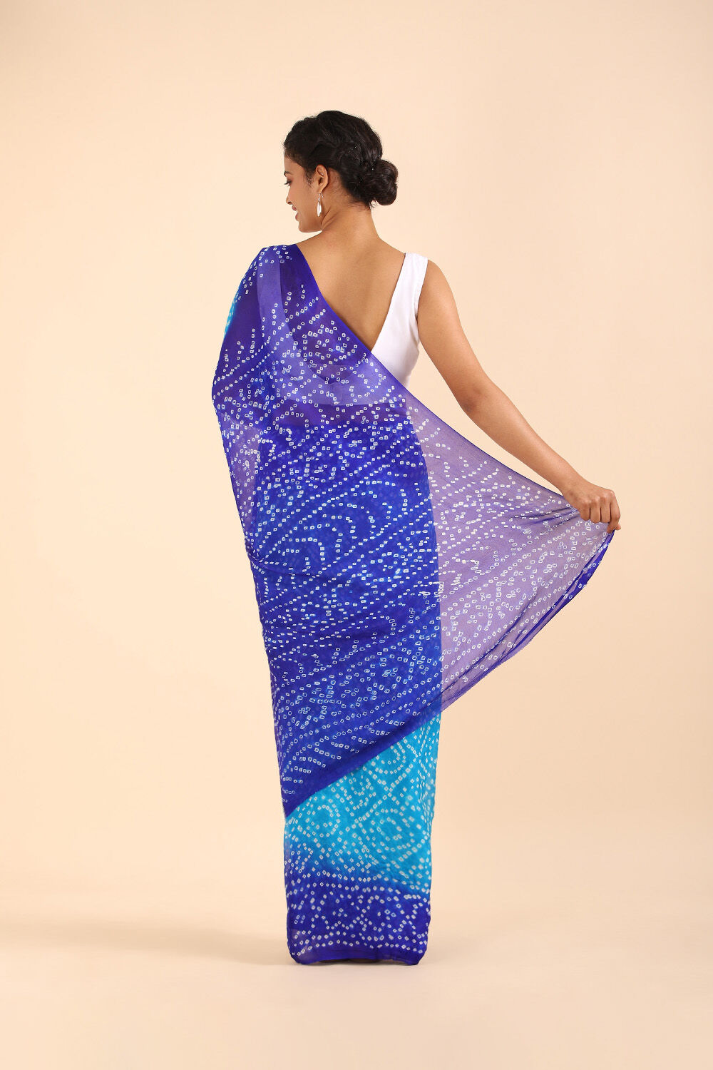 Blue Pure Georgette Bandhani Saree image number null
