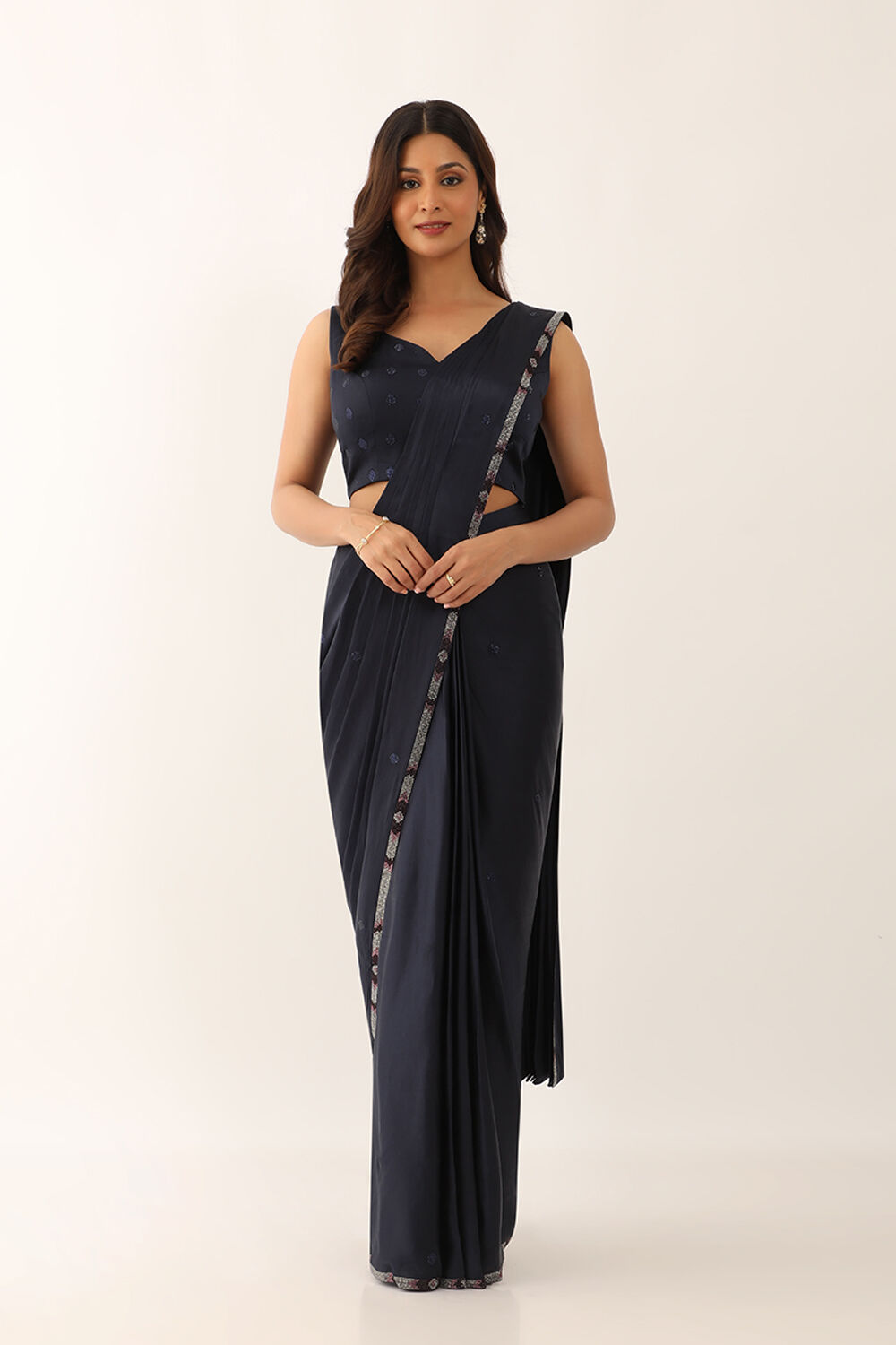 Blue Viscose Crystal Saree image number null