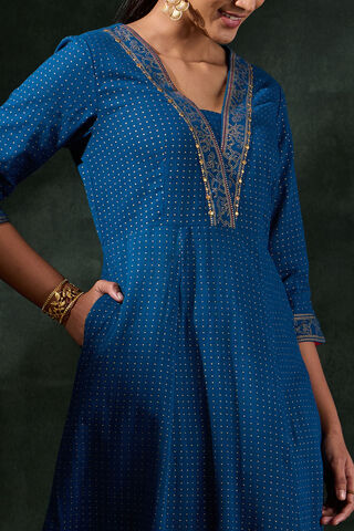 Blue Pure Cotton Printed Kurta thumbnail image number null
