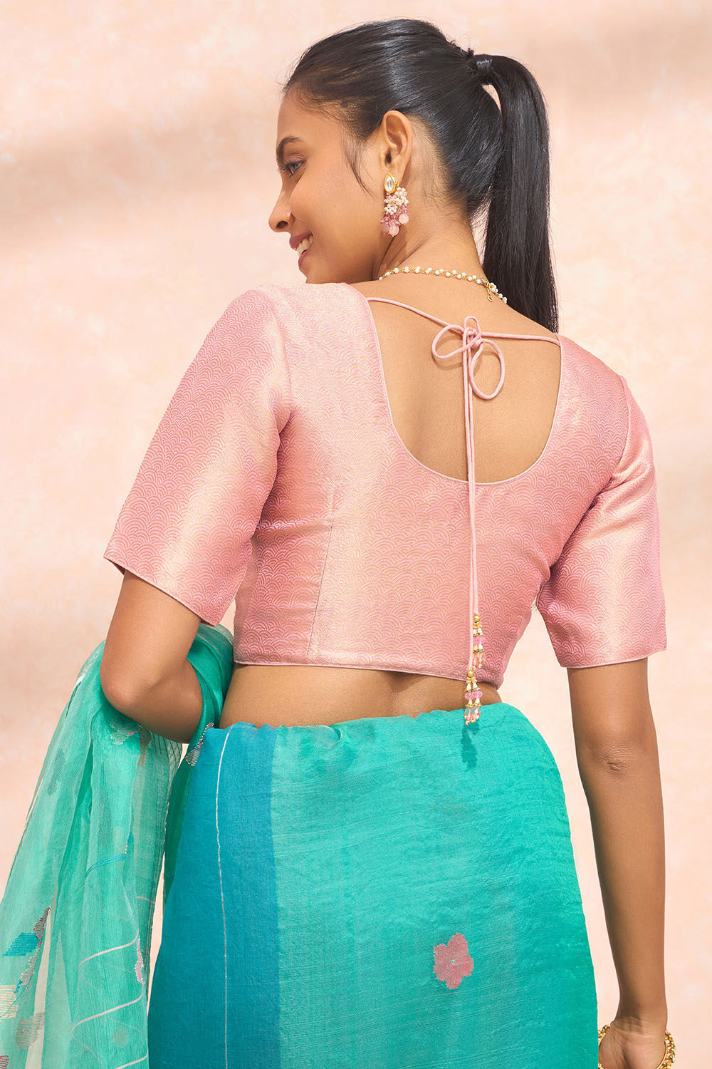Pink Brocade Viscose Blouse image number null