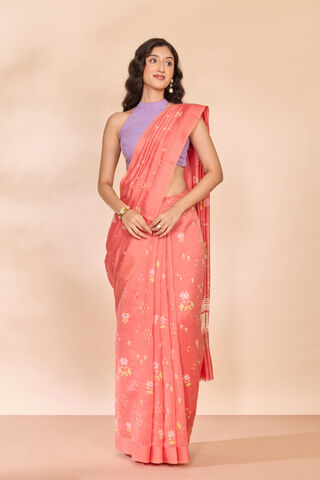 Orange Pure Silk Cotton Printed Saree thumbnail image number null