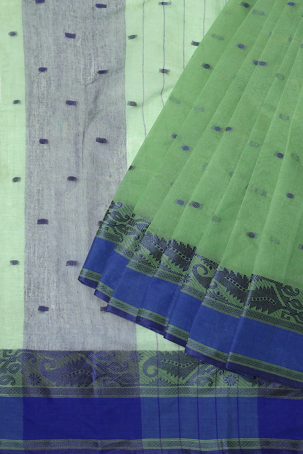 Light Pure Green Cotton Bengal Saree image number null