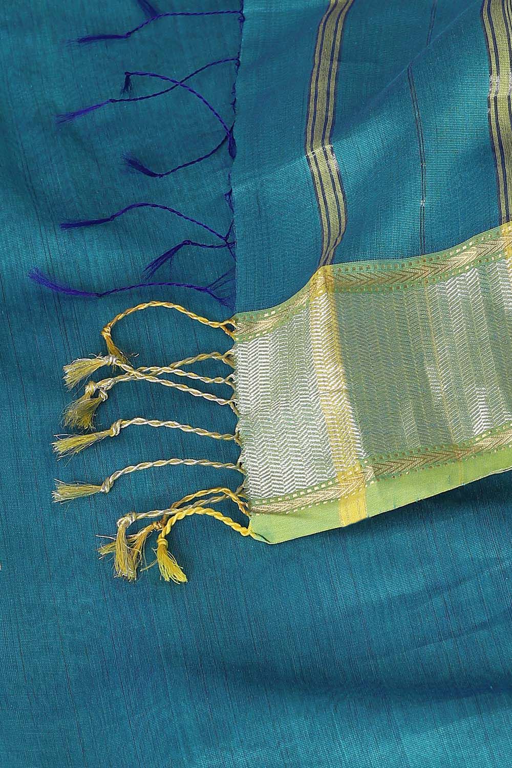 Light Blue Pure Silk Cotton Maheswari Saree image number null