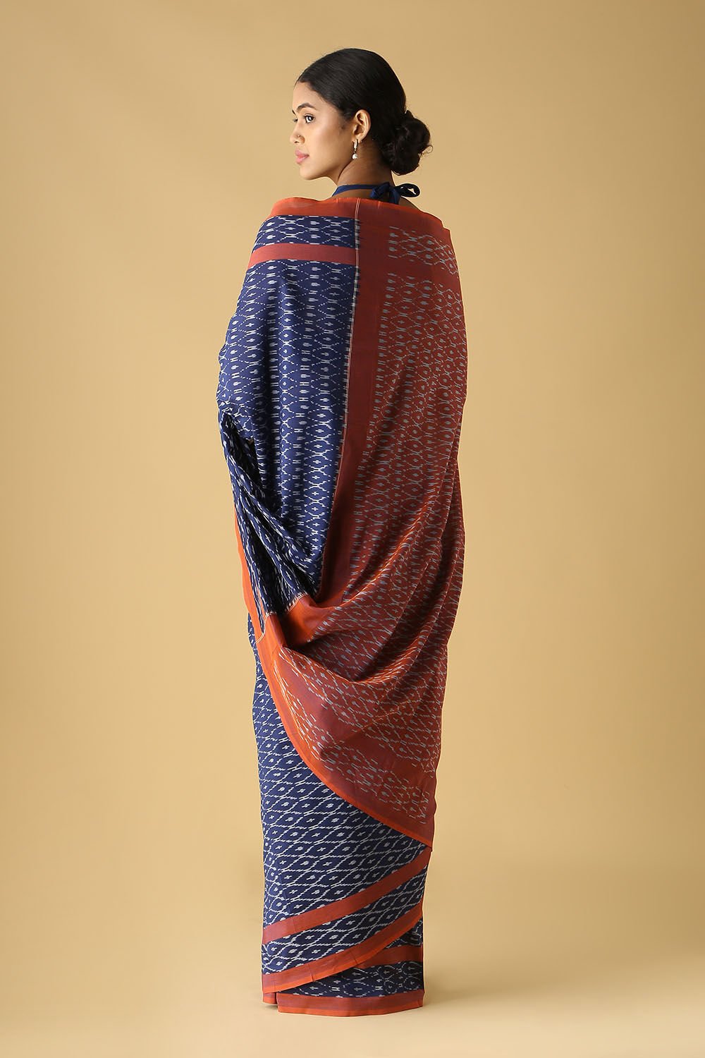 Dark Blue Cotton Pochampalli Ikat Saree image number null