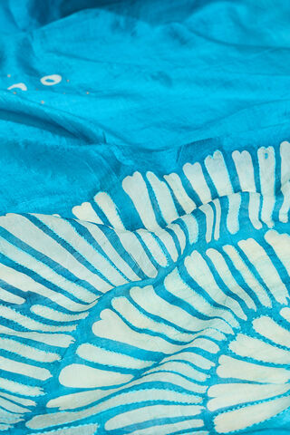 Blue Bengal Pure Silk Hand Painted Saree thumbnail image number null