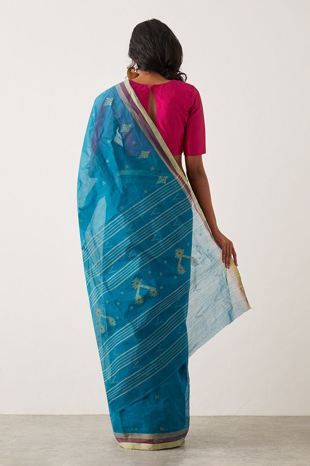 Blue Pure Cotton Bengal Saree image number null