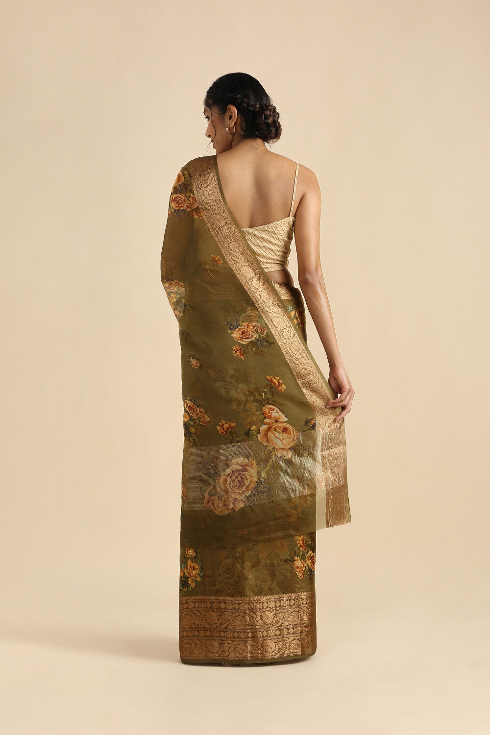 Light Green Pure Silk Organza Digital Printed Saree image number null