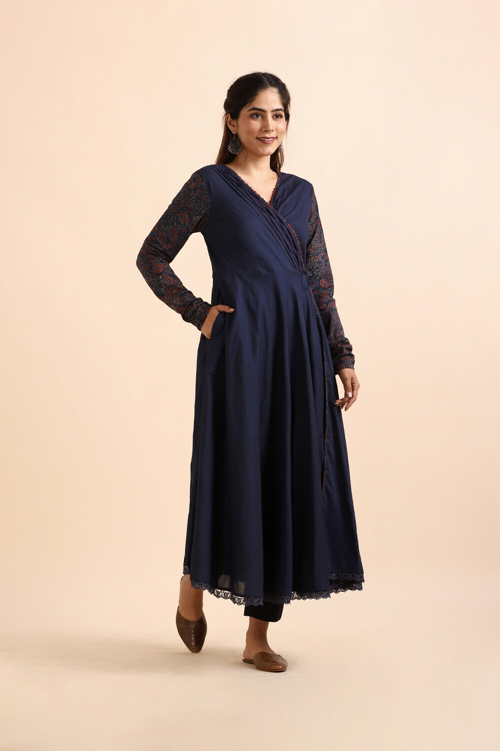 Blue Ajrakh Block Printed Cotton Kurta image number null