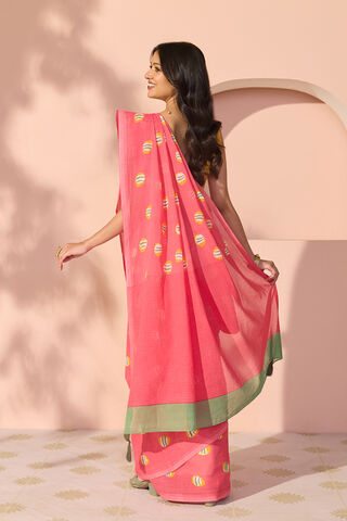 Pink Bengal Screen Printed Pure Cotton Mulmul Saree thumbnail image number null