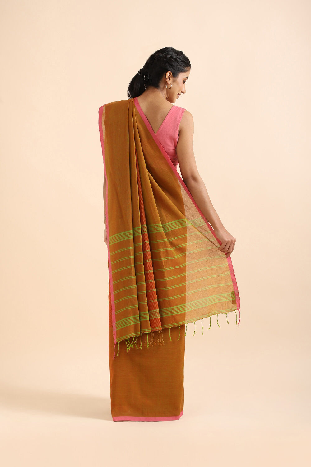 Brown Pure Cotton Bengal Saree image number null