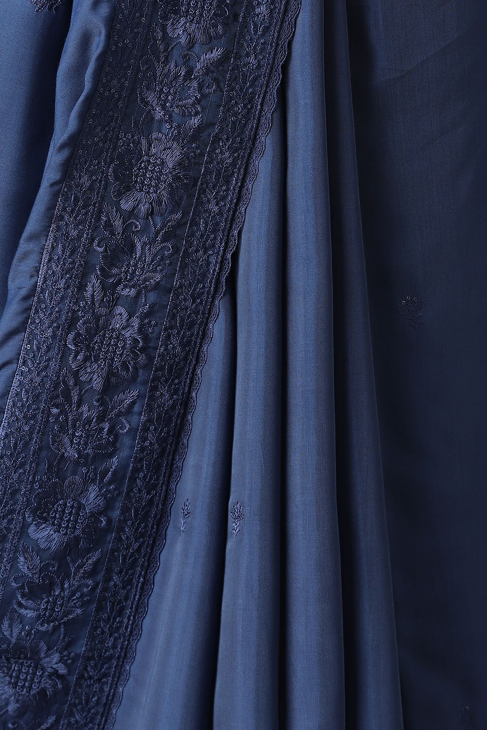 Blue Viscose Embroidered Saree image number null