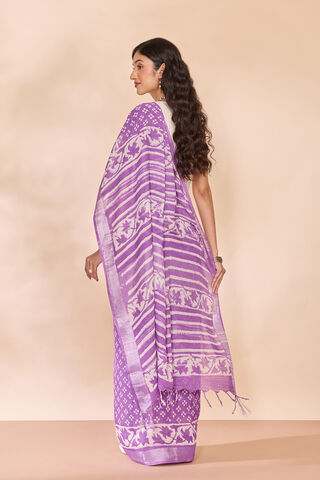 Light Violet Bagru Viscose Cotton Dabu Block Printed Saree thumbnail image number null