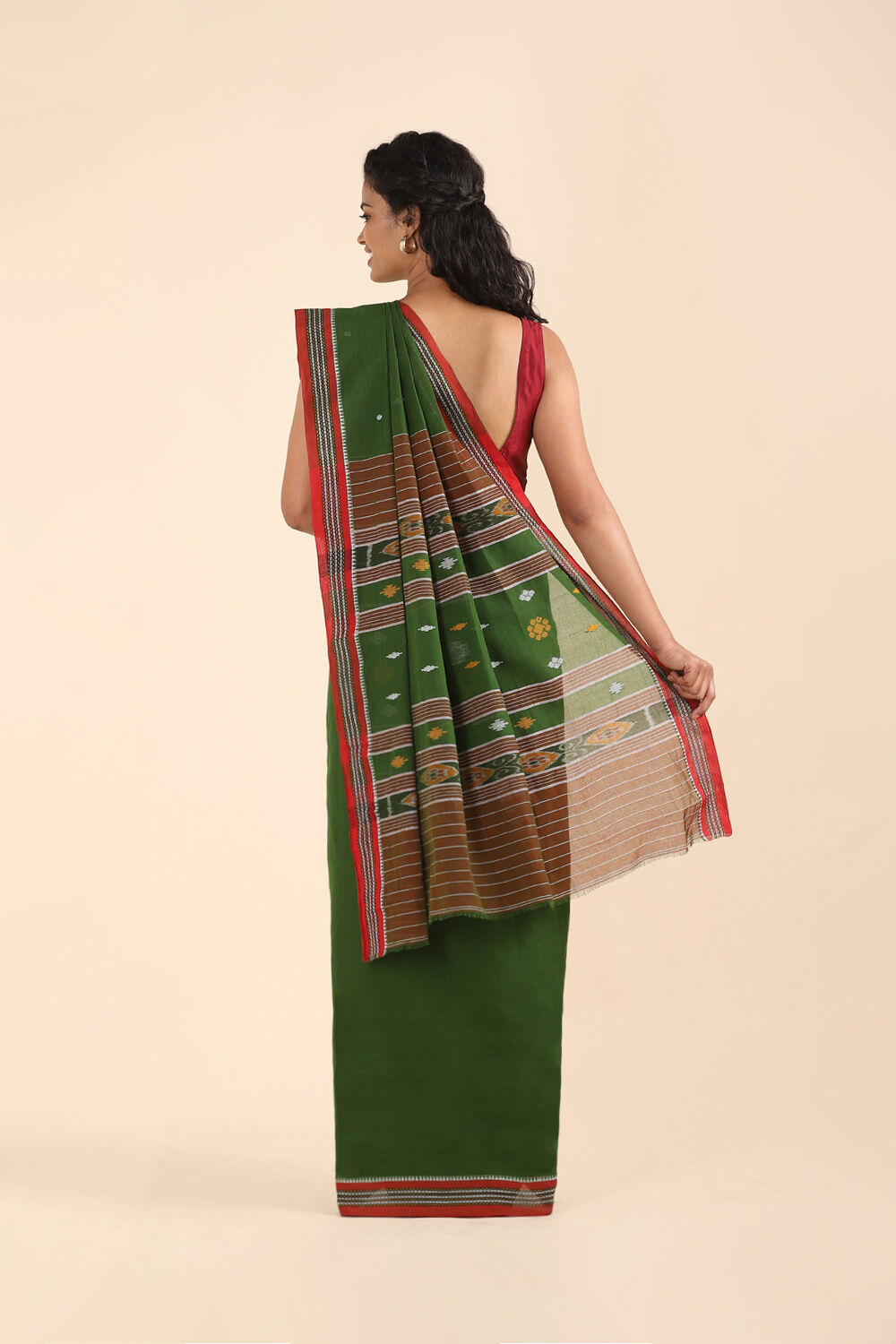 Green Pure Cotton Odissa Ikat Saree image number null
