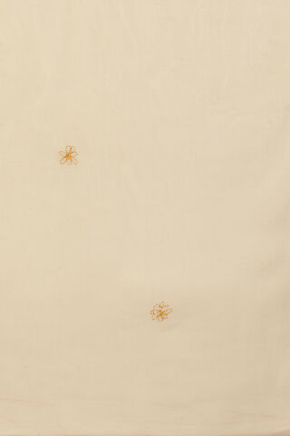 Off White Bengal Pure Silk Cotton Kantha Embroidered Saree thumbnail image number null