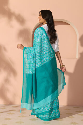 Blue Bengal Screen Printed Pure Cotton Mulmul Saree thumbnail image number null
