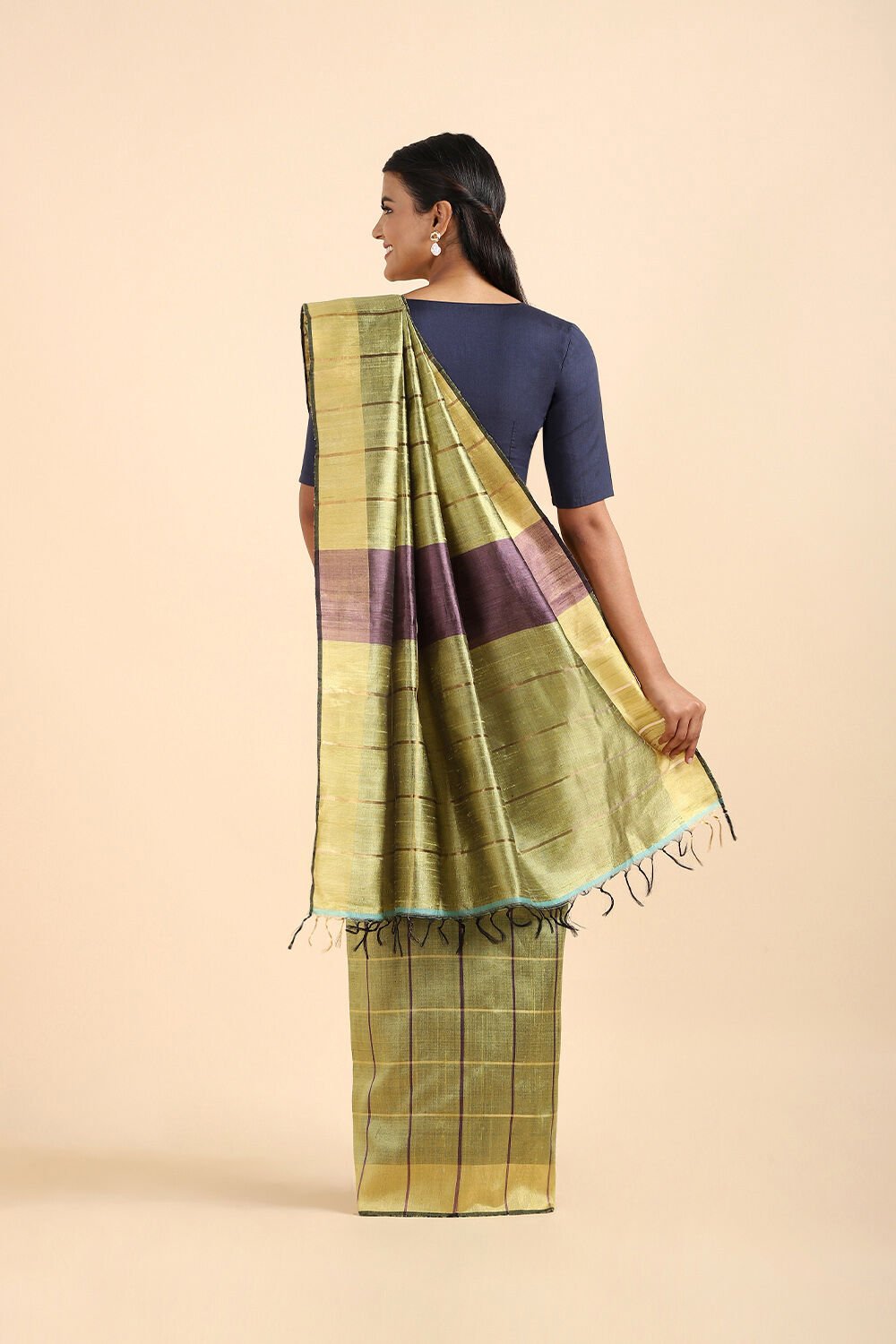 Light Green Pure Tussar Silk Bhagalpuri Saree image number null