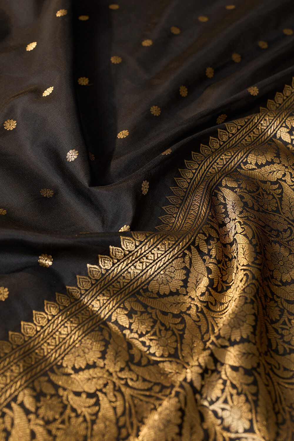 Black Silk Viscose Cutwork Banarasi Inspired Design Saree image number null