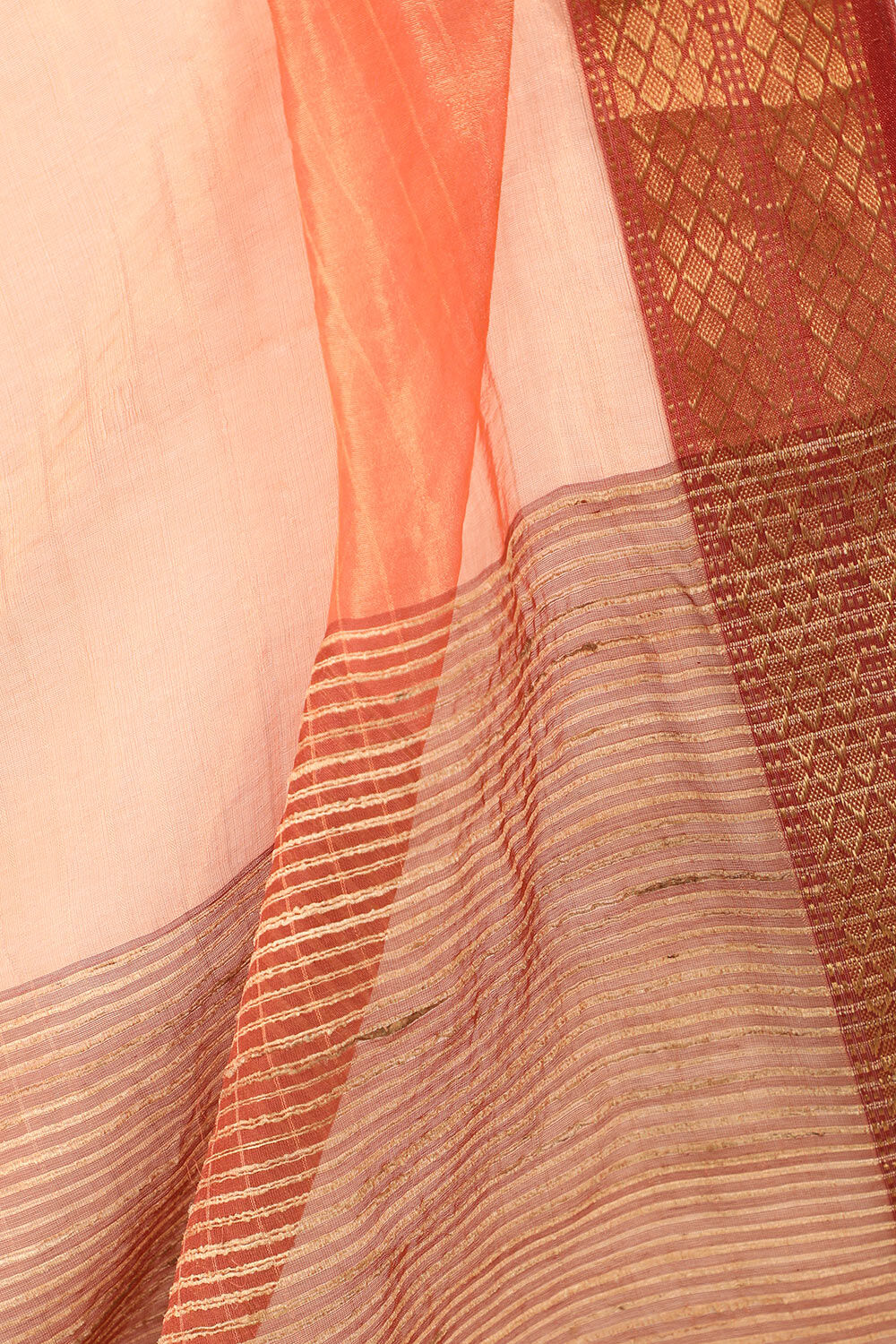 Orange Woven Pure Silk Tissue Maheswari Saree image number null