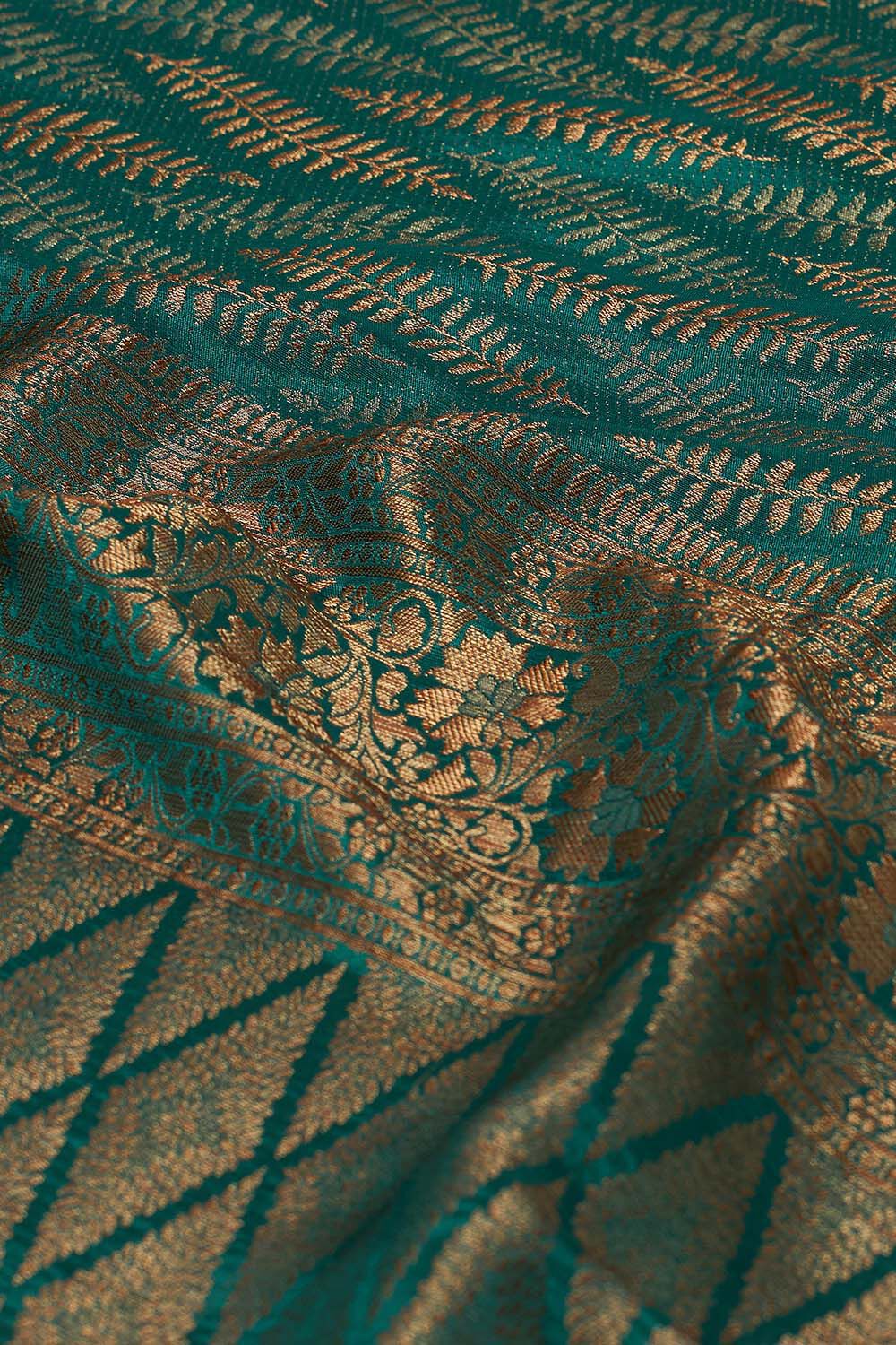 Dark Green Woven Pure Silk Crepe Saree image number null