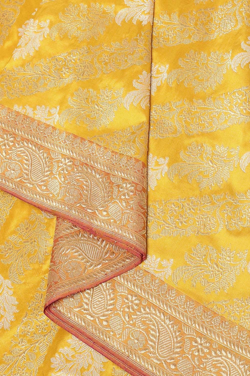 Yellow Pure Silk Banarasi Saree image number null