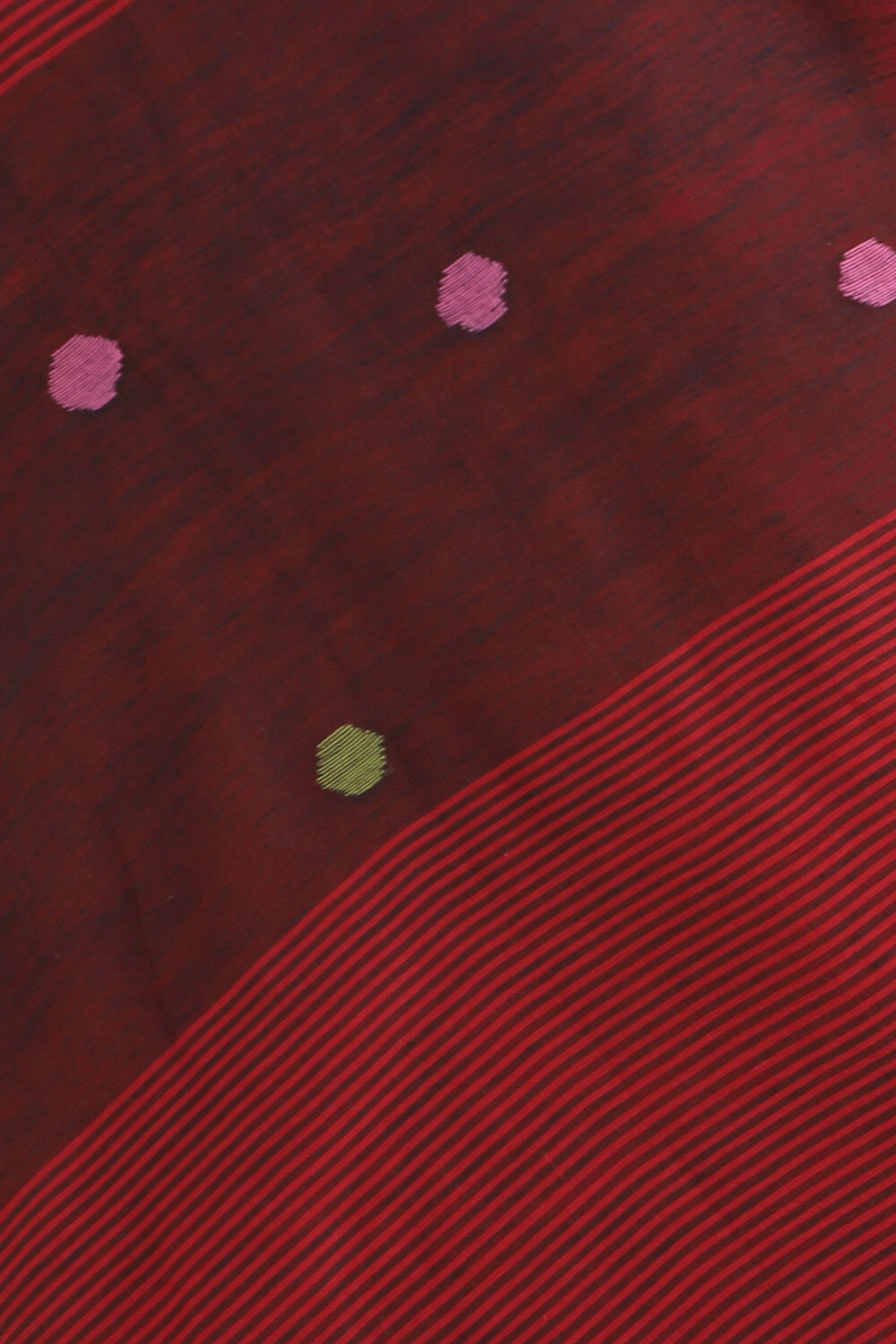 Red Pure Silk Cotton Jamdani Saree image number null