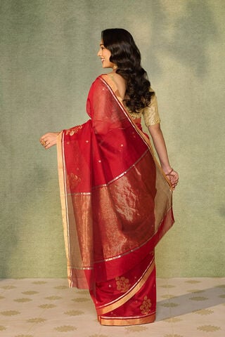 Red Woven Pure Silk Cotton Chanderi Saree thumbnail image number null