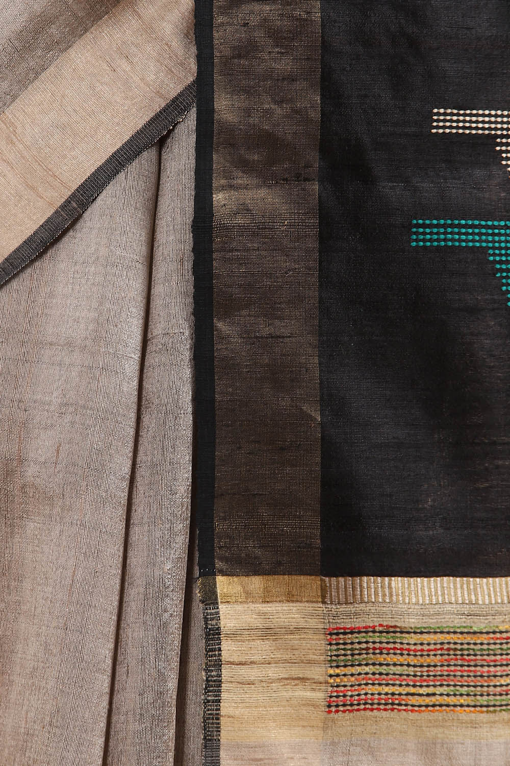 Beige Pure Tussar Silk Bhagalpuri Saree image number null