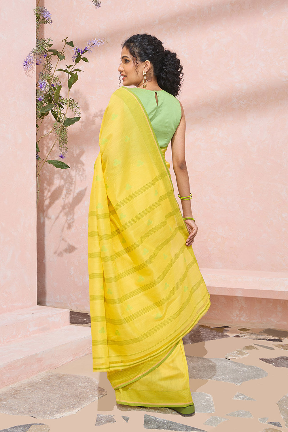 Yellow Cutwork Pure Cotton Bengal Saree image number null
