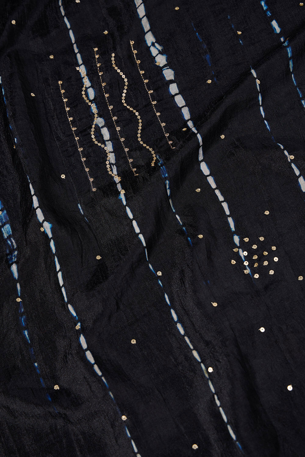 Black Murshidabad Silk Tie and Dye Shibori Saree image number null