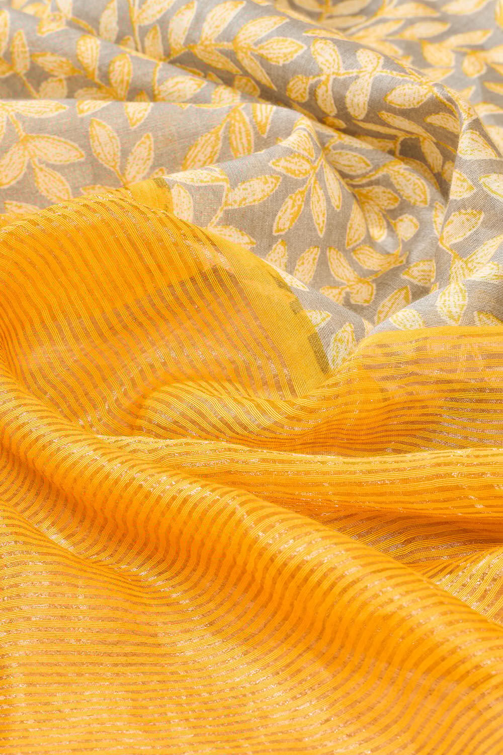 Grey Screen Printed Pure Silk Cotton Saree image number null